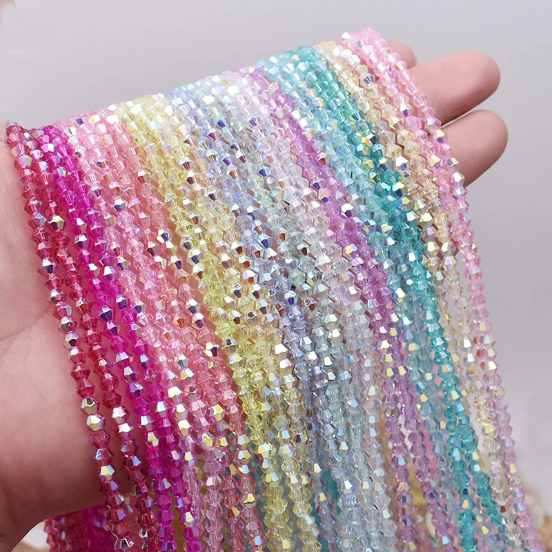 4mm 2 strand 160pcs AB Color Bicone Crystal Glass Beads Loose Spacer Beads Austria Faceted Crystal Beads For Jewelry Making DIY