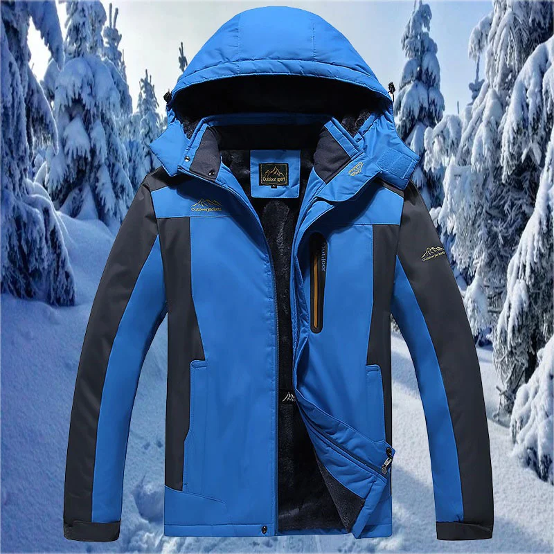 

Men's Winter Fleece Lined Waterproof Ski Jacket Windproof Warm Hooded Outdoor Hiking Coat