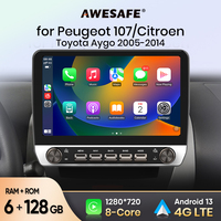 AWESAFE Car Radio for  Peugeot 107 Citroen C1 Toyota Aygo 2005-2014  Wireless Carplay  Android Auto Stereo Buttons Multimedia