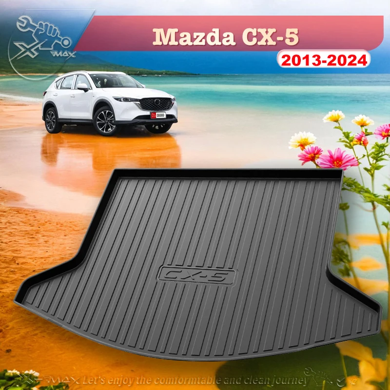 

For Mazda CX5 CX-5 2013-2024 Fit Car Trunk Mat All Season Black Cargo Mat 3D Shaped Laser Measured Trunk Liners