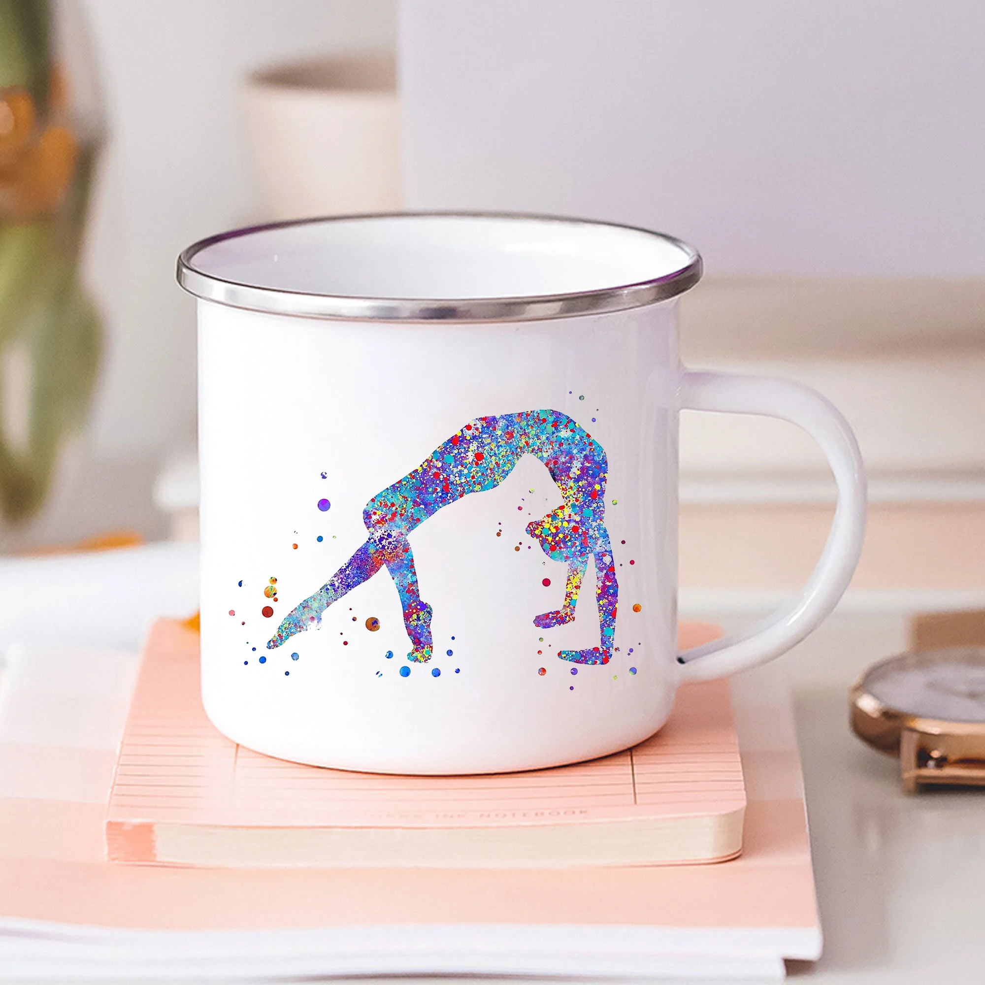Impresso Esmalte Canecas para Crianças, Xícara de Café, Caneca de Viagem, Caneca de Aço Inoxidável, Copos Kawaii para Amigos, Nascido para Dançar,