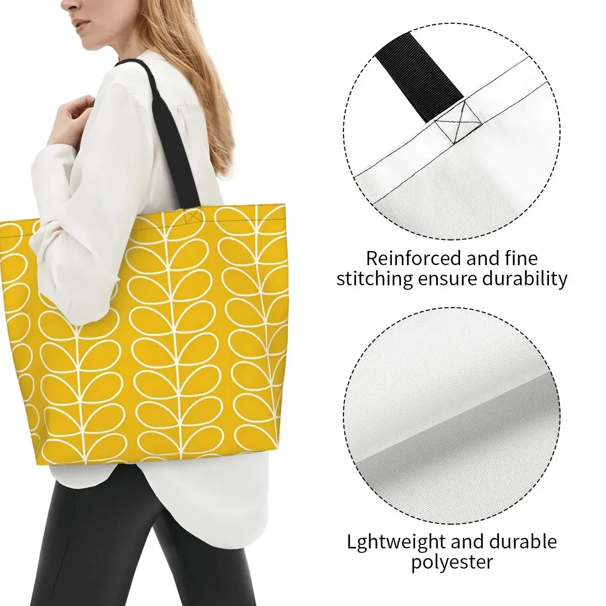 Kawaii Multistem Orla Kiely Shopping Tote Bag Reusable Mid Century Scandinavian Flower Canvas Groceries Shoulder Shopper Bag