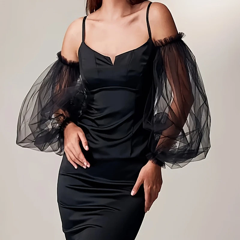 

Bridal Wedding Dress Mesh Detachable Long Puff Sleeves Transparent Gauze Gloves Decoration Elastic Tulle Arm Sleeves