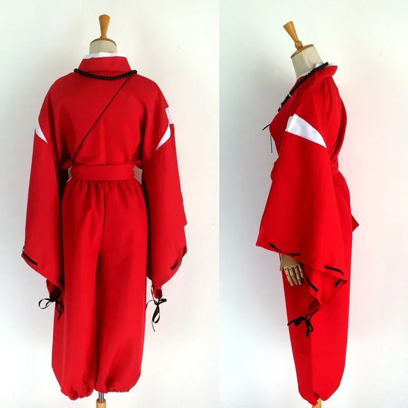 Anime Inuyasha Cosplay Costumes Red Japanese Kimono Men Robe Costume W Wigs Ears And Necklace For Halloween Party men and women