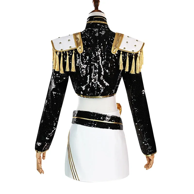 

LQKPop Demon Hunters Cosplay Rumi Zoey Mira Costume Wig Women Black Golden Cool Suit Halloween Party Role Playing Outfit