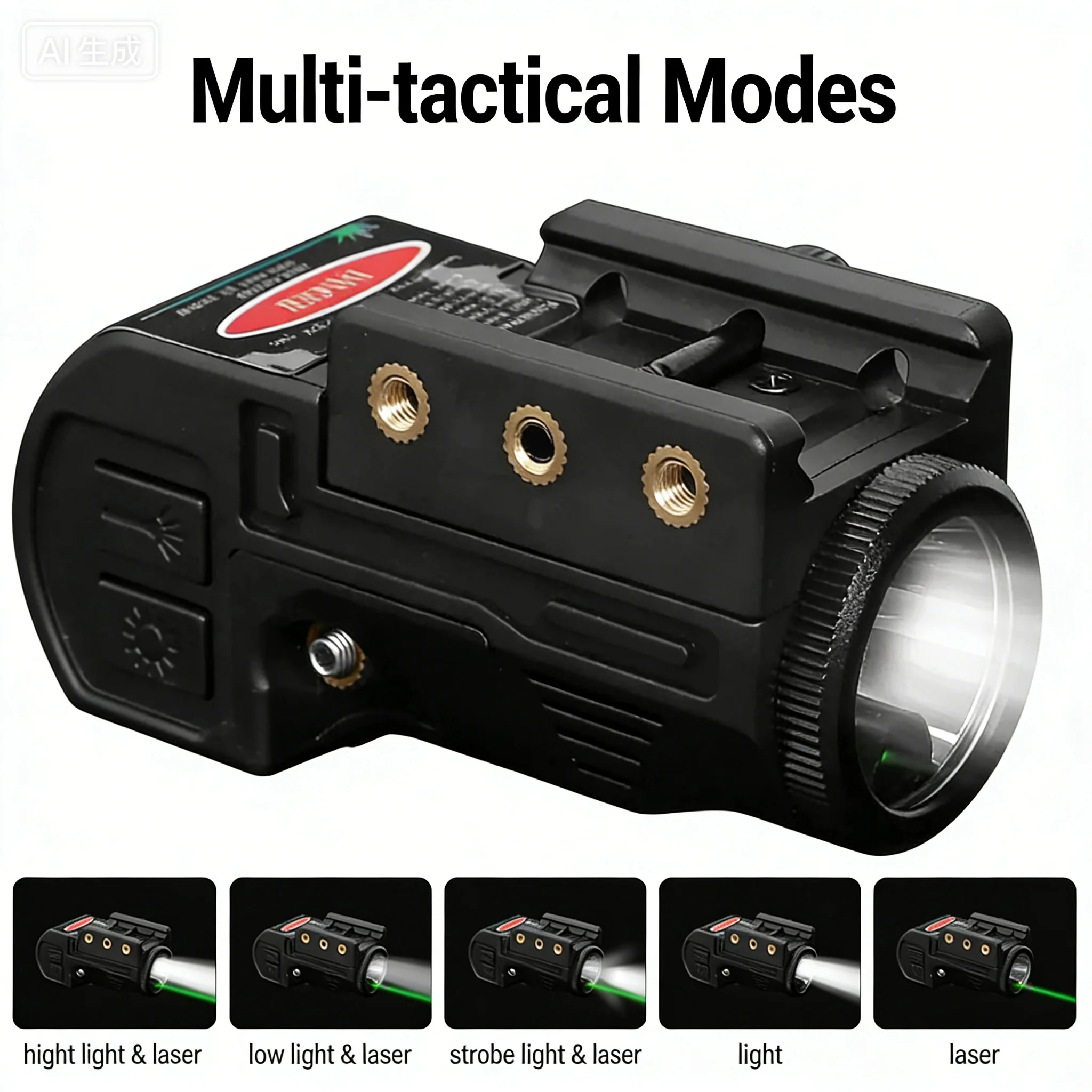Tactical Flashlight La-ser Combo 500 Lumens Pistol Torch Magnetic USB Charging Airsoft Weapons Light Strobe For Glock 20mm Rail view 4
