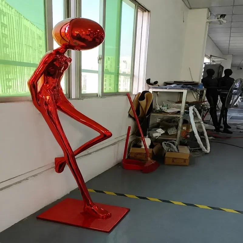 Art Figure Sculpture Floor Lamp Light Luxury Fiberglass Large Decorative Ornament for Lobby Club KTV Exhibition Hall