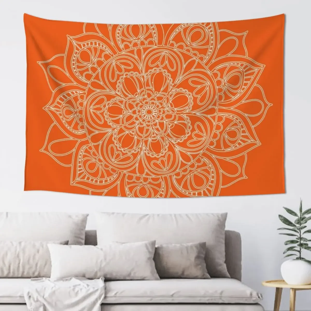 

Orange Mandala Tapestry Room Decor For Girls Bed Room Decoration Tapestry