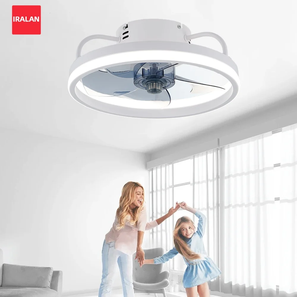 

Простой встраиваемый потолочный вентилятор с LED-подсветкой, управление через приложение, 6 скоростей, регулировка яркости, современный бесшумный вентилятор-лампа для гостиной, спальни, домашнего декора