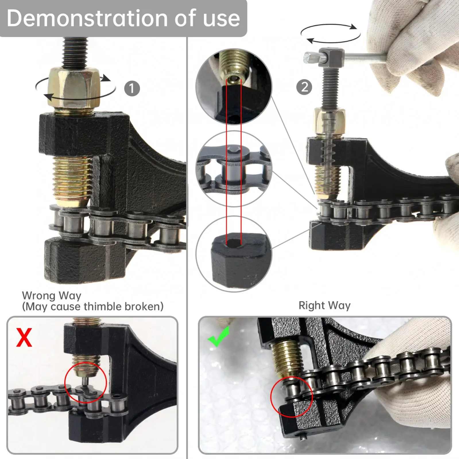 420 - 530 High Carbon Steel Chain Breaker Motorcycle 40 410 415 420 428 50 520 525 530 Roller Chain Chain Pin Removal Tool view 2