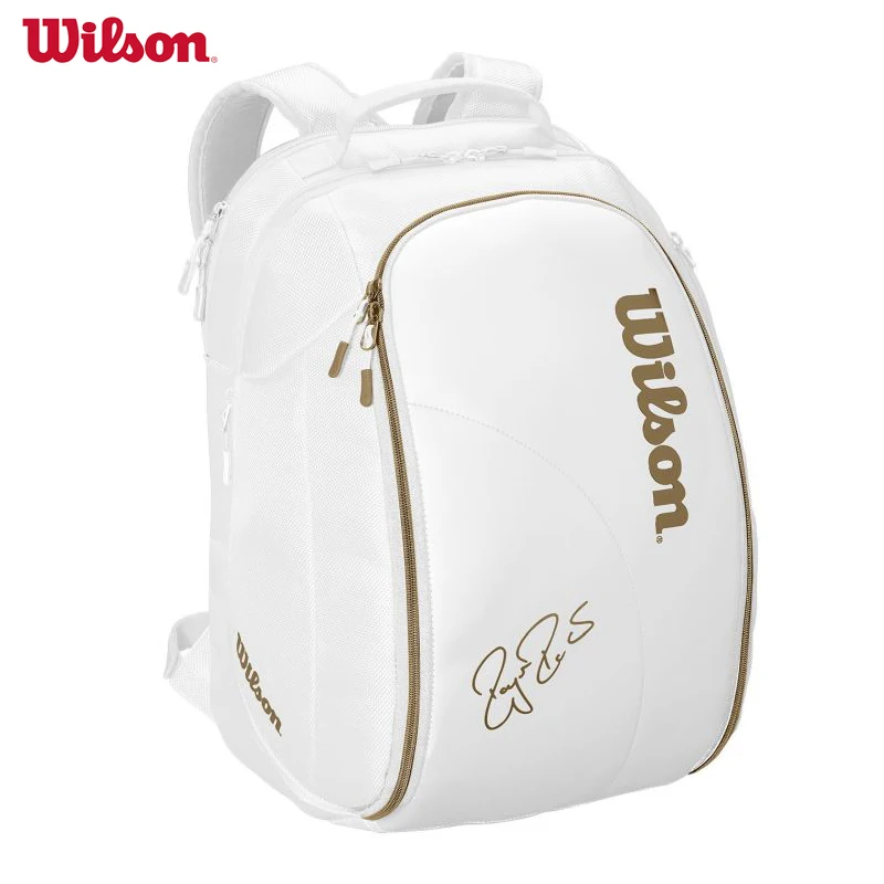 

Wilson Limited Federer DNA White Soft Leather 2-3Pcs Tennis Backpack Badminton Racket Bag Super Tour Large Racquet Bag WRZ800450