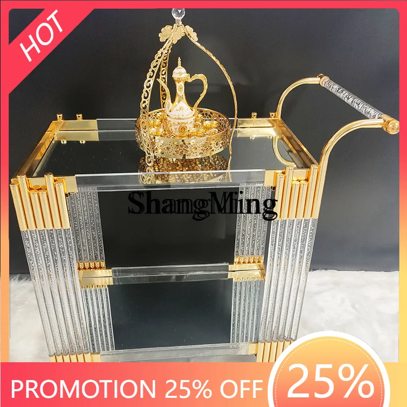 

SM Middle East teapot mobile trolley high-end storage hotel wine cart gold multi-layer wrought iron dining car