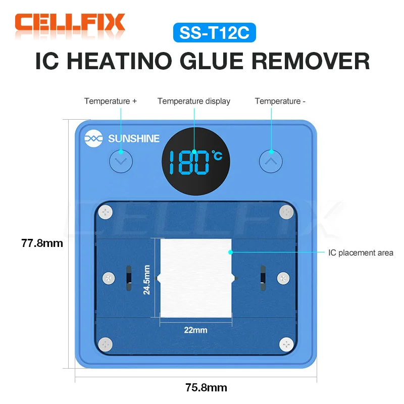 

SUNSHINE SS-T12C IC Chip Heating Glue Remover Fast Heating for CPU Remove Glue and Tin Intelligent Heating Repair Station
