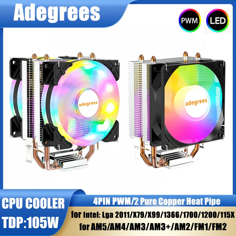 X99 CPU Air Cooler  4Pin PWM Quiet Processor RGB Cooling Fan For Intel LGA 1151 1155 1200 1700 2011 X79 AMD AM3 AM4 Ventilador