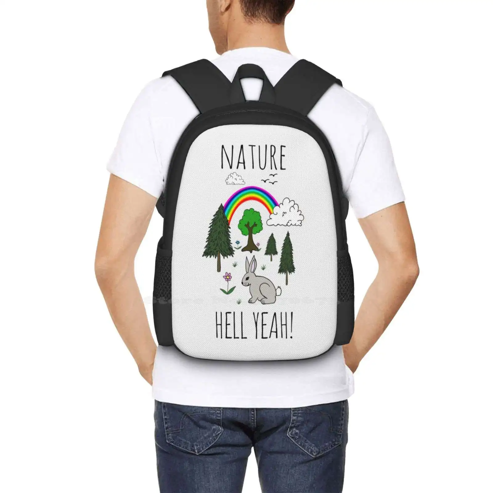 Nature , Hell Yeah! 3D Print Design Backpack Student Bag Nature Ecology Sustainability Earth Friendly Planet Earth