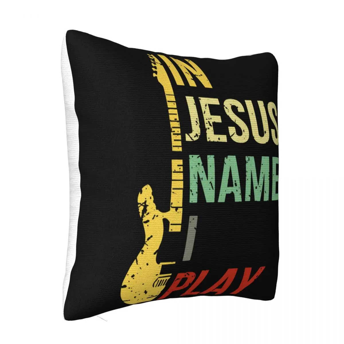 Guitar In Jesus Name I Play Vintage Hoody Mens Retro Black Navy Hoody Kawaii Pillow Case