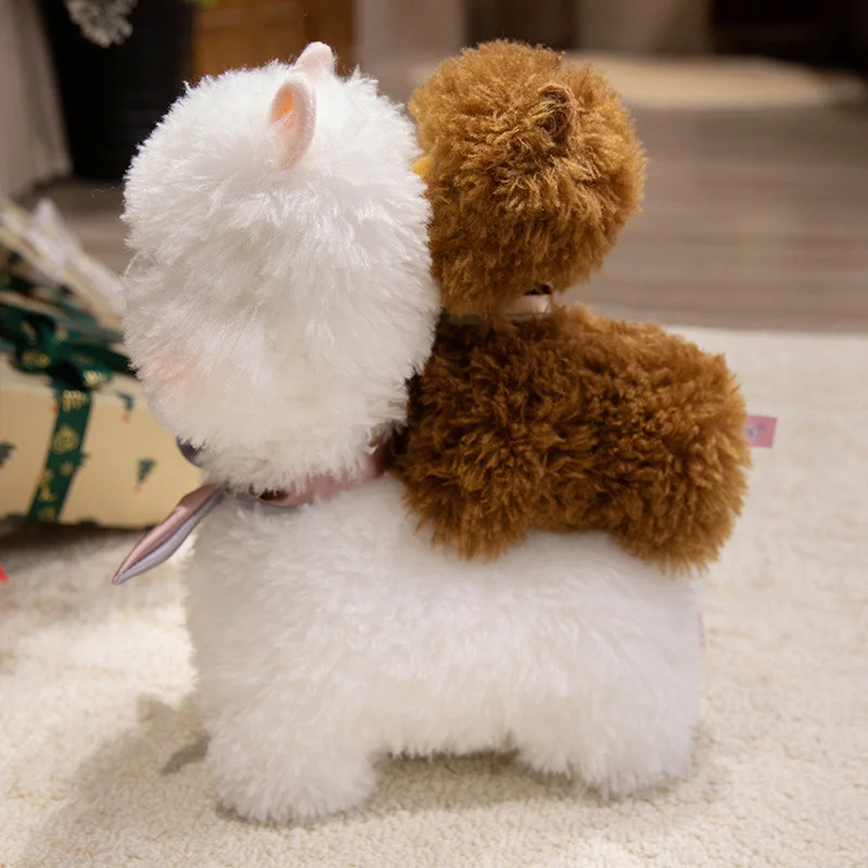 น่ารัก Furry สัตว์ Llama Plushies ตุ๊กตาของเล่นสีขาวสีน้ําตาล Dopey Alpaca Plush Soft ตุ๊กตา Huggable เด็ก Alpaca Kawaii ของขวัญ