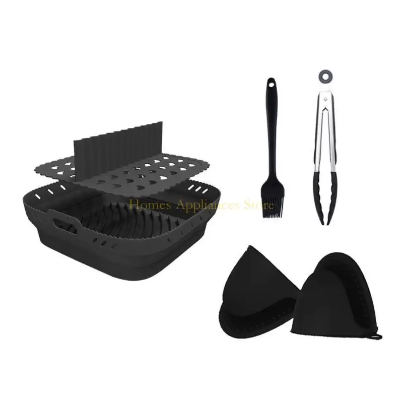 D0ABシリコーンエアフライヤーライナー分割耐火ミット再利用可能なエアフライヤーアクセサリーエアフライヤーライナー付きオイルフィルター