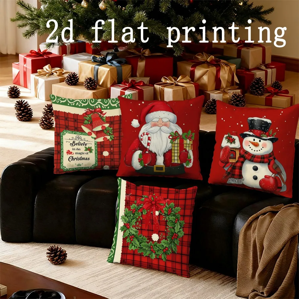

Чехлы на подушки с рождественской тематикой для домашнего декора с рисунком Санта-Снеговика, подходят для дивана, спальни, автомобиля, наволочки