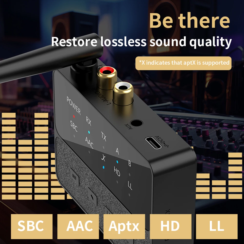 Bluetooth-совместимый аудиоадаптер 5,3 APTX/HD/LL 3,5 мм AUX/RCA 2 в 1, беспроводной стереоприемник-передатчик для ТВ, домашней стереосистемы