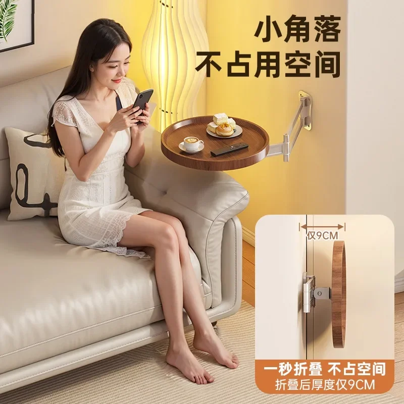 Foldable side table wall hanging small round table balcony sofa side shelf