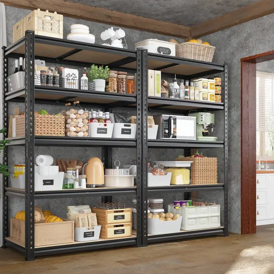 2-Pack 2010LBS Heavy Duty Garage Shelves Adjustable 5-Tier Metal Storage Shelves For Pantry Kitchen Warehouse 11'D*55'W*60'H