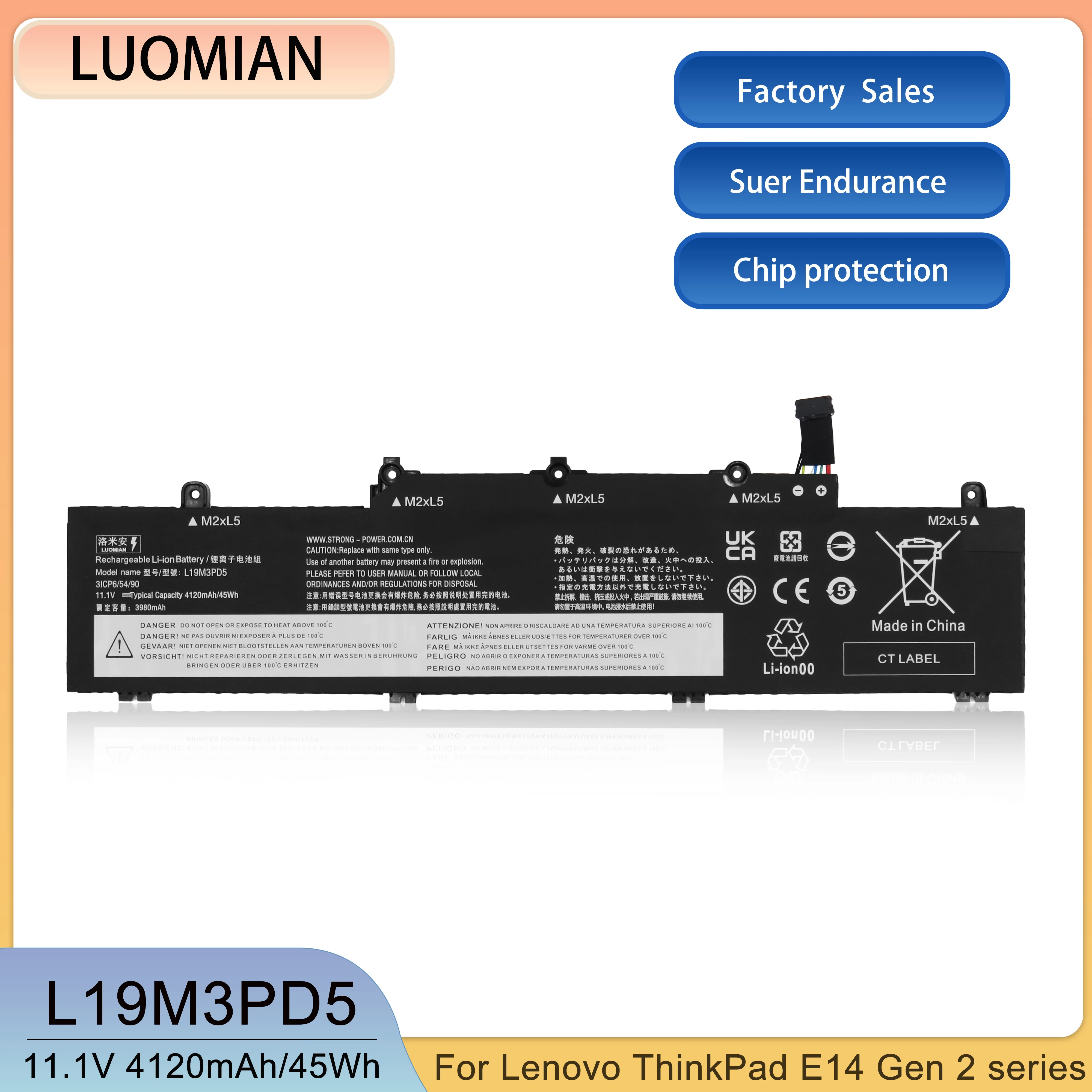 LUOMIAN L19M3PD5 Laptop Battery For Lenovo Thinkpad E14 E15 Gen 2 5B10X02594 5B10X02606 TP00117A TP00116C L19D3PD5 L19C3PD5