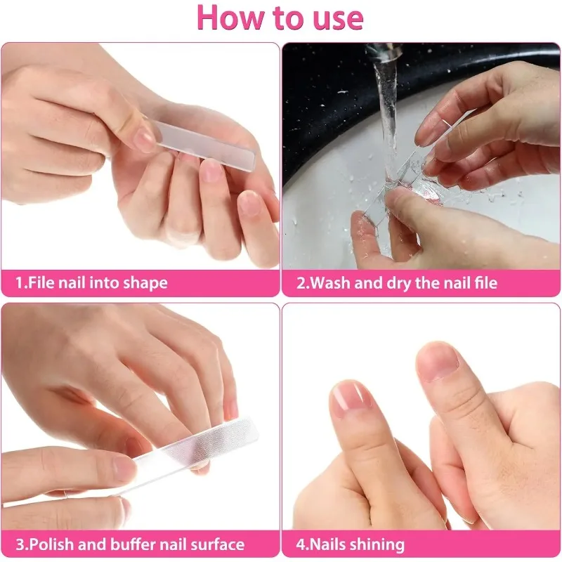 3pcs Creative Nail File Buffing Transparent Sanding Polishing Durable File Manicure Supplies Accessories Tools
