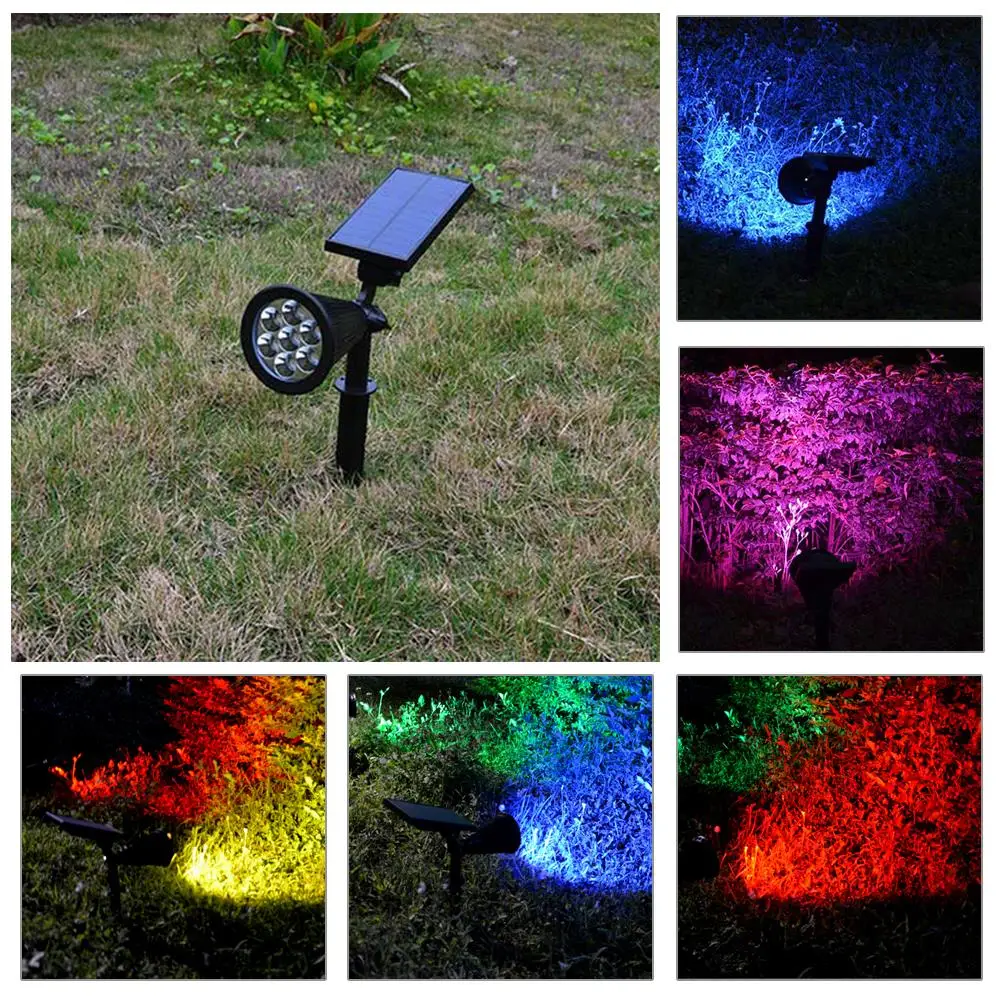 7 LED Outdoor Solar Lights RGB Changing Lawn Ground Lamp IP65 Waterproof Landscape Spotlight Solar Powered Garden Light