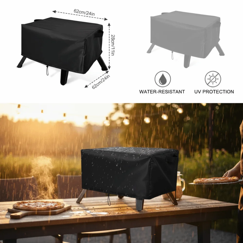 Oxford Grill Cover Dustproof Drawstring Design Pizza Oven Cover Waterproof Portable Table Top Cover Tabletop Protection