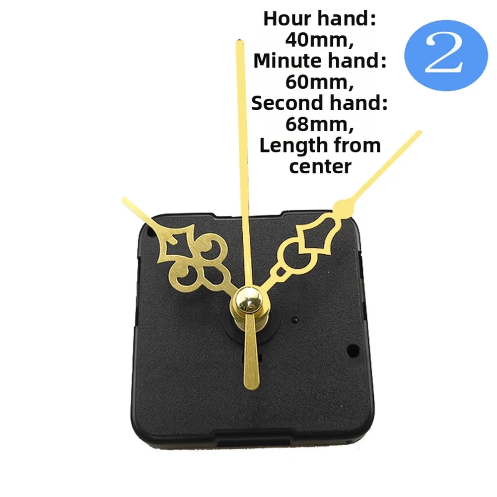 Gold Black Silent Clock Movement for DIY Wall Clocks Long Shaft Replacement Kit with Three Hands for Precision Timekeeping