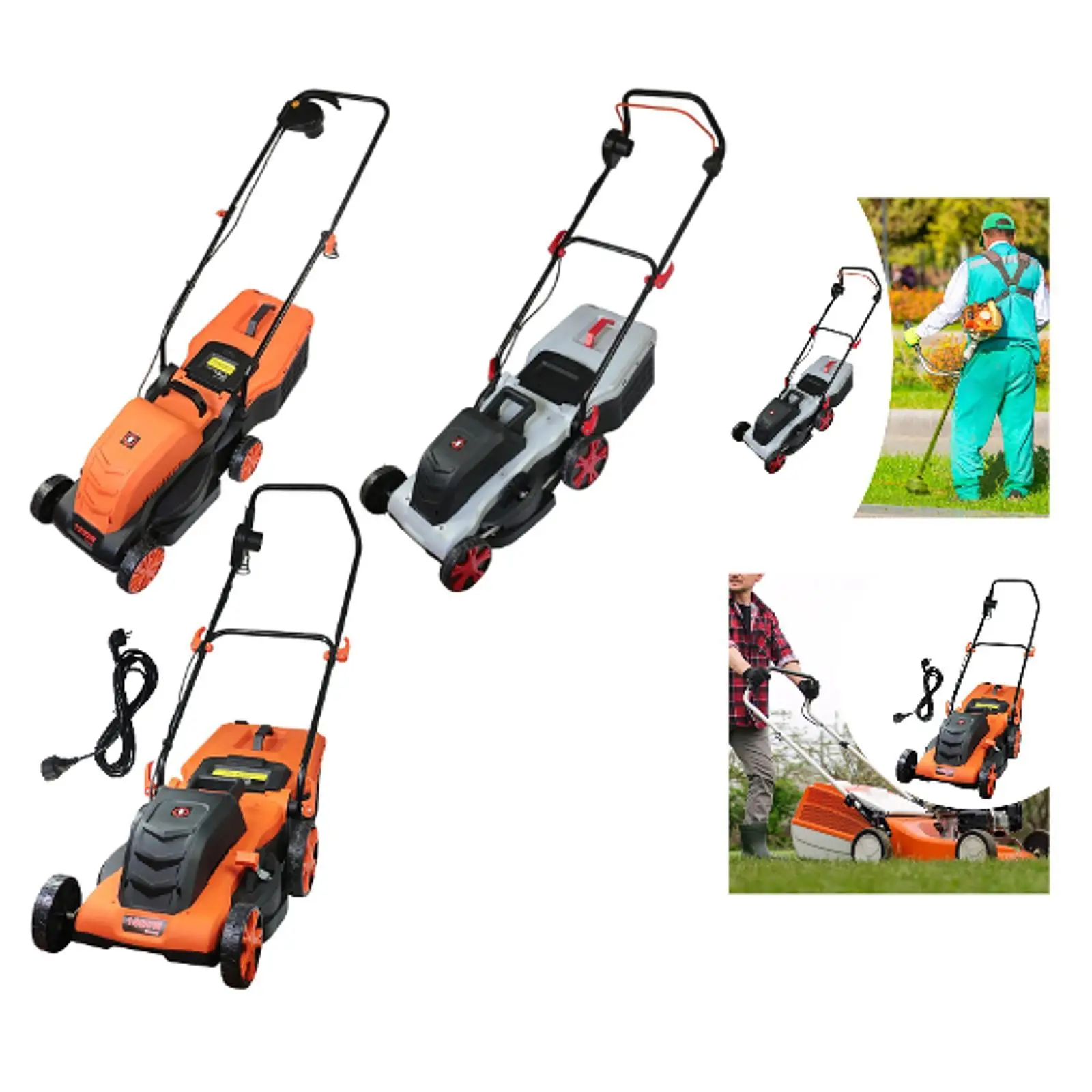 

Electric Lawn Mower Edger Lightweight with Grass Box Versatile Corded Height Adjustment for Farm Garden Outdoor Household Lawn