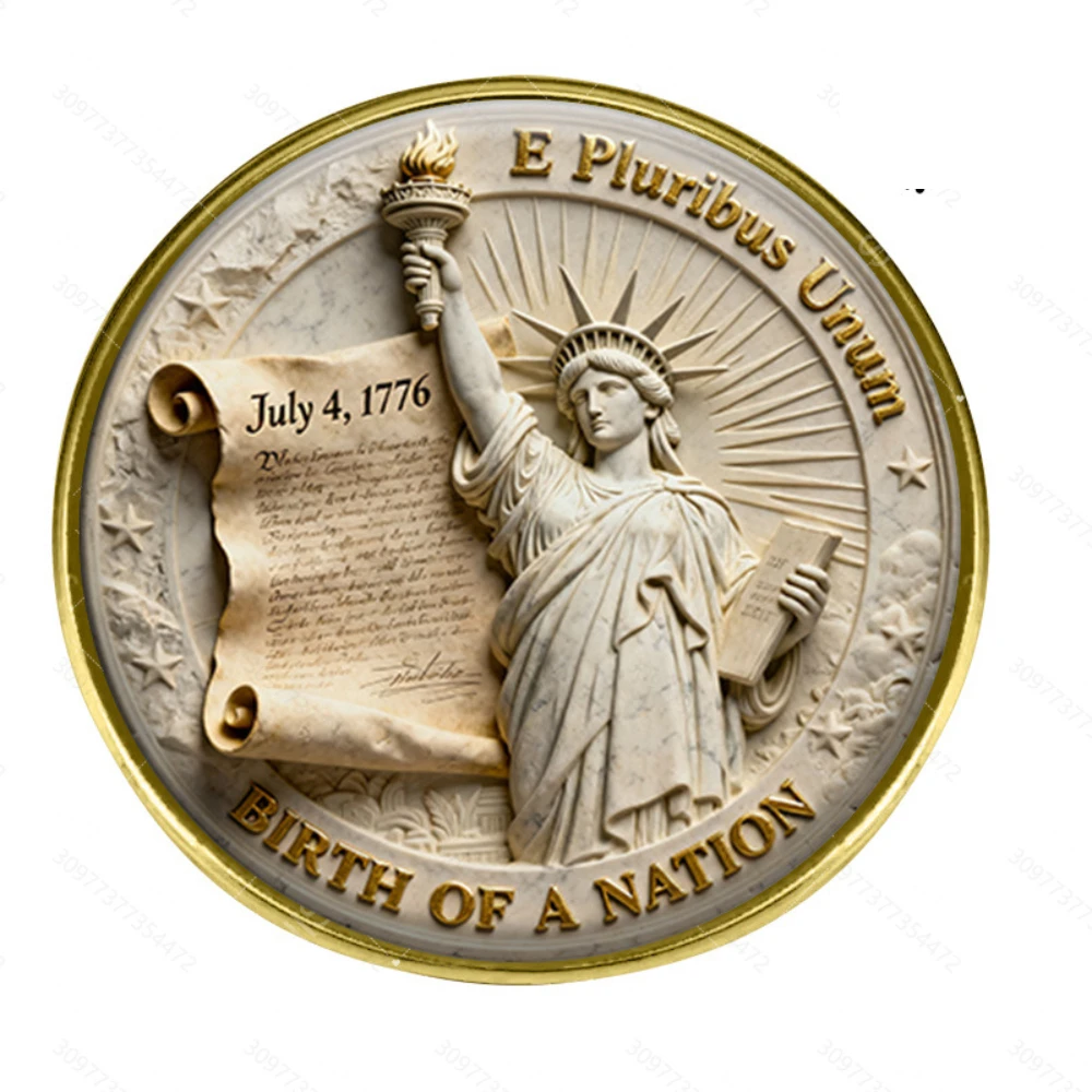 Flat Glass Statue of Liberty Brooch Stainless Steel 