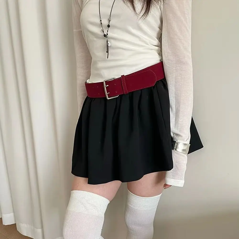 

Ins Style Korean Women's Belt Suede Double-Breasted Wide Waist Belt Niche Y2k Dress Jeans Belt Streetwear