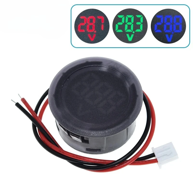 DC5-100V Digital Voltmeter LED Digital Display Circular Voltmeter Car Voltage Current Meter Volt Detector Tester Monitor Panel