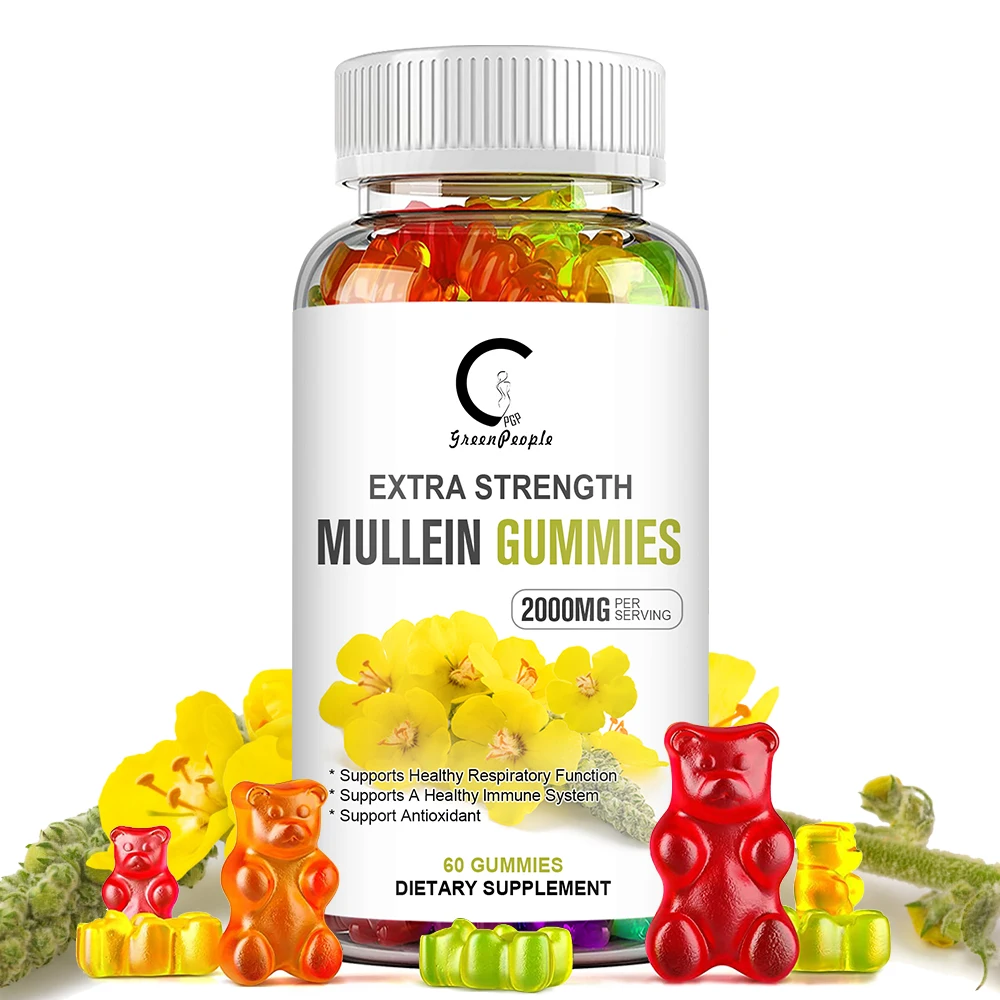 Mullein Gummies for Lung Cleanse, Extra Strength Mullein Leaf Extract, Deep Sleep Better Boost Immune System Iherbal Supplement