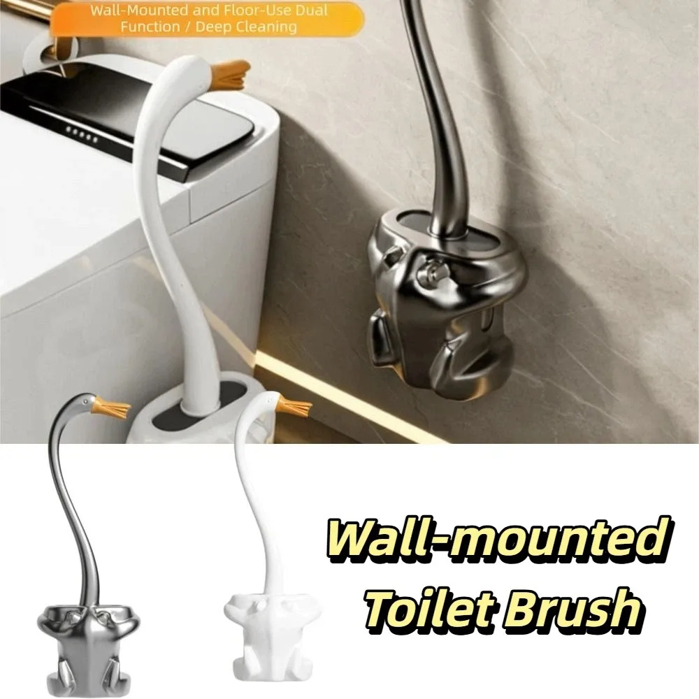 

Long Handle Toilet Brush Swan Design Black Color Toilet Bowl Cleaner Compact Size Hygienic Material Bathroom Cleaning Brush