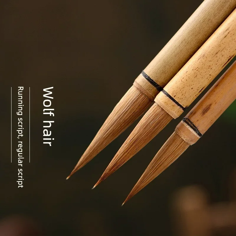 Wolf Hair Calligraphy Brush Large Medium Small Chinese Art Pen Traditional Ink Writing Tools Gift for Beginners