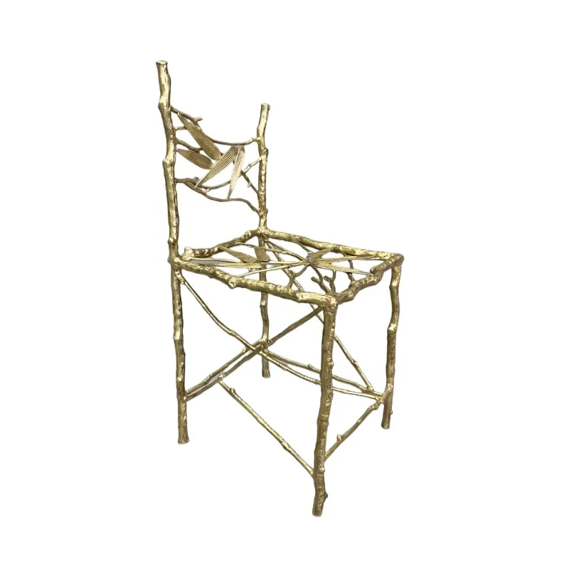 

New Chinese light luxury all copper living room sofa chair designer villa hotel club high-end bedroom all copper dining chair