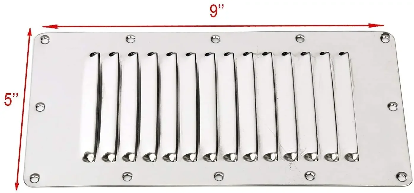 Griglia di ventilazione in acciaio inossidabile, copertura per canalizzazione a parete, feritoia di ventilazione, 5x9 pollici, 2 pezzi