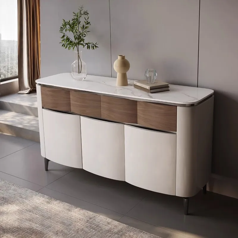 high-end solid wood dining side cabinet Modern simple living room partition cabinet Integrated storage cabinet against the wall