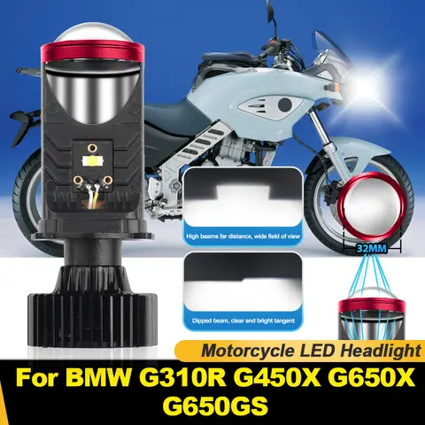 100W LED 오토바이 헤드 라이트 전구 30000LM 안녕 Lo 프로젝터 렌즈 오토바이 램프 12V 6000K BMW G310R G450X G650X G650GS