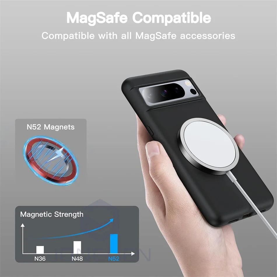 For Google 7 Pro Case For Magsafe Magnetic Soft Liquid Silicone For Google Pixel 5 6 7 8 Pro 6A 7A 8A Shockproof Full Back Cover