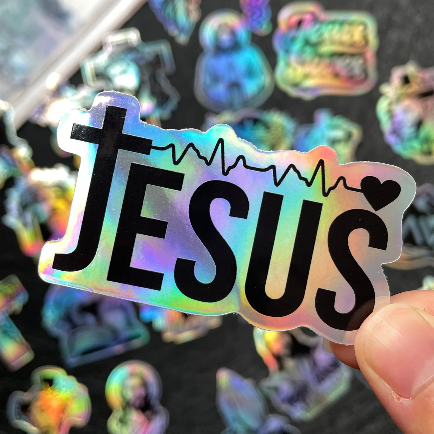 Lote de 38 Pegatinas Holográficas Aleatorias de Jesús, Cristo y Dios para Motocicleta, Moto, Scooter, Casco, Carro, Vinilo, Accesorios