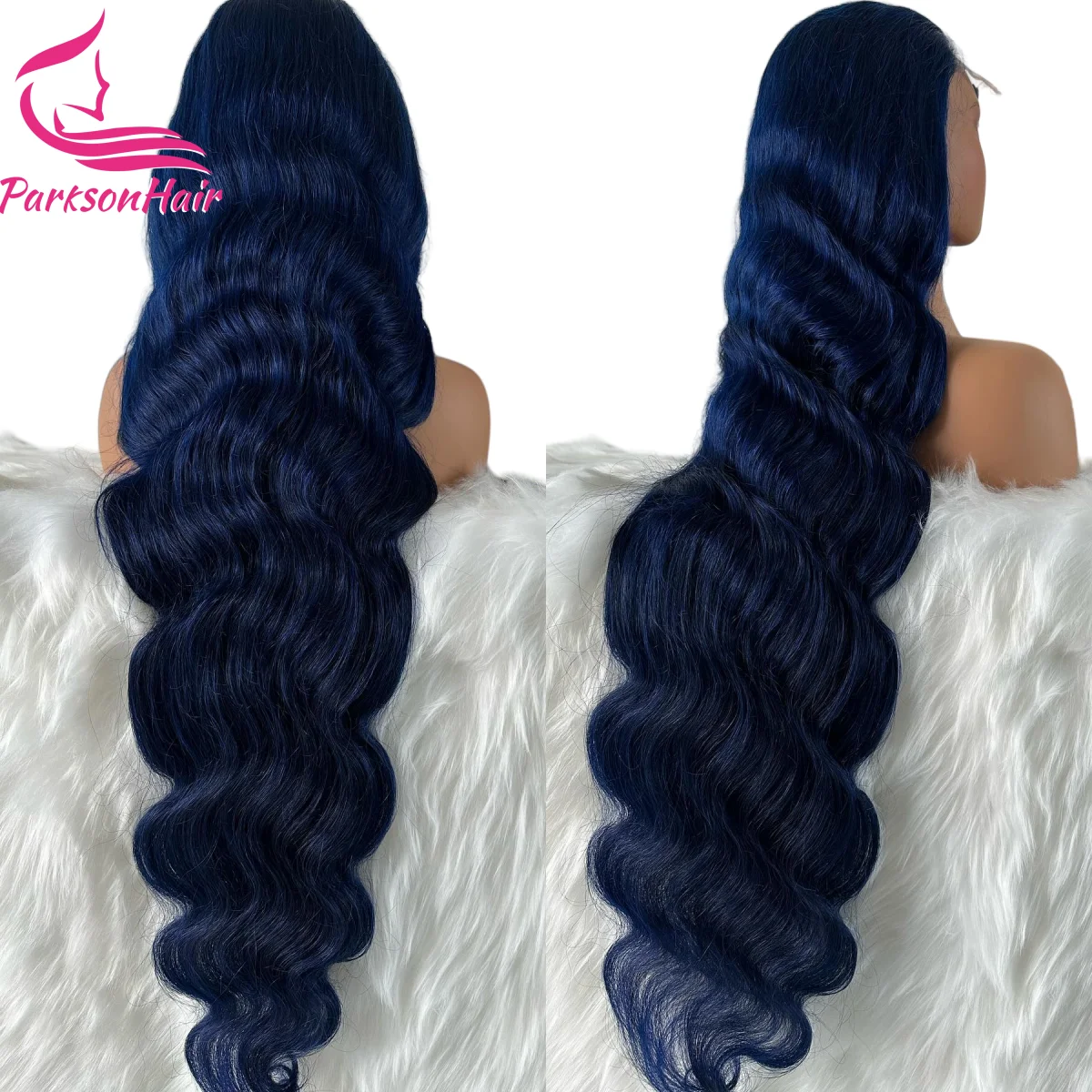 13X6 منتصف الليل الأزرق الشفاف الدانتيل شعر مستعار أمامي خصلات الشعر المستعار الإنسان قبل قطعها الجسم موجة الملونة 13X4 الدانتيل الباروكات الأمامية للنساء #1