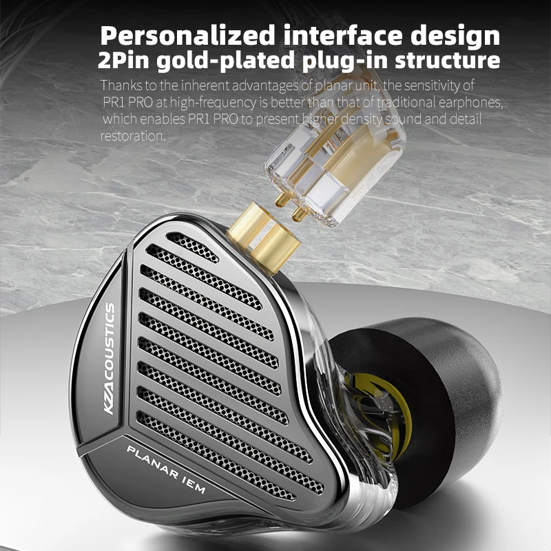 KZ PR1 Pro سماعات داخل الأذن 13.2 مللي متر مستو سائق المغناطيسي IEM سماعات HiFi باس مراقب سماعات الأذن الرياضة سماعة