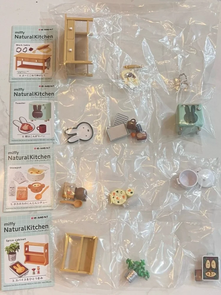 Genuíno re-ment miffy coelho natural cozinha cozinha em miniatura jogar casa caixa cega ornamento anime figura modelo brinquedos presentes