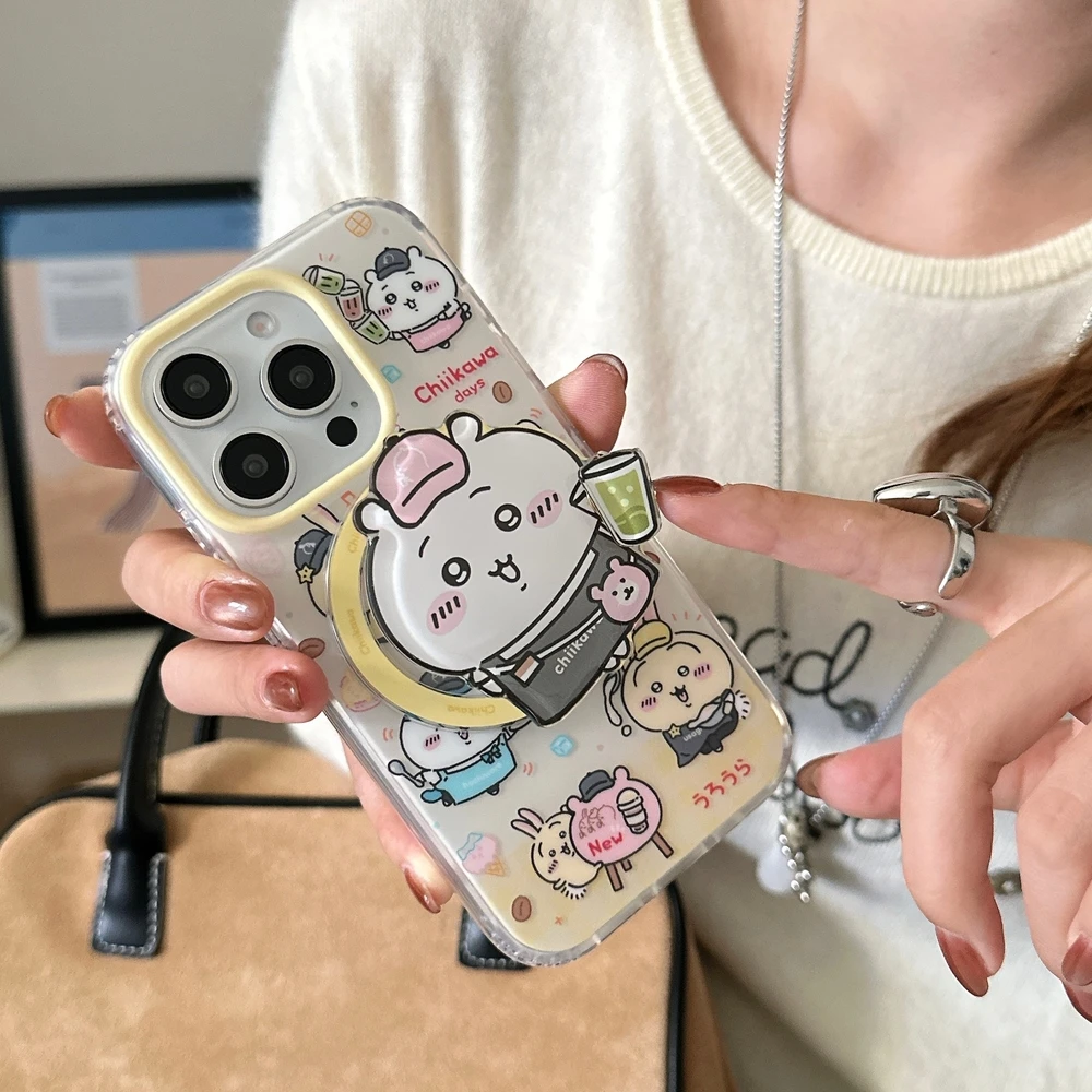 Coque de téléphone magnétique Magsafe à chargement sans fil, motif dessin animé mignon Chiikawa, style anime japonais, pour iPhone 17 16 15 14 13 Pro Max