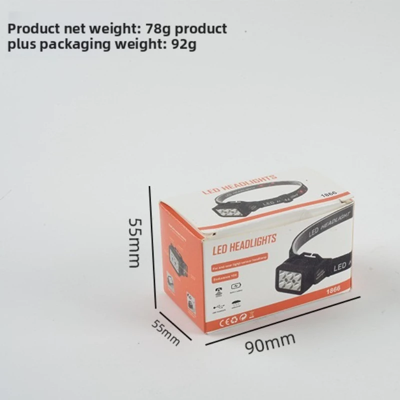 LED Sensor High-Brightness Headlamp Type-C Rechargeable Night Running Fishing Lightweight Mini Headlamp Long Battery Life