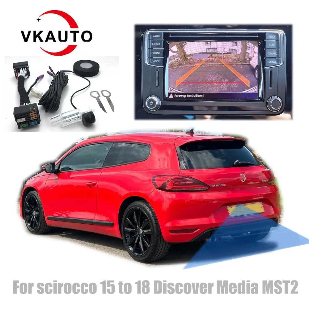 Vkauto Reversing Camera For VW Scirocco 2015 to 2018 Discover Media MST2 Add Canbus Dynamic Trajectory Backup Camera